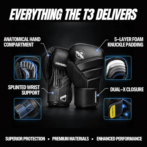Hayabusa T3 Boxing Gloves - Sparring - color: Black/Iridescent, size: 14oz