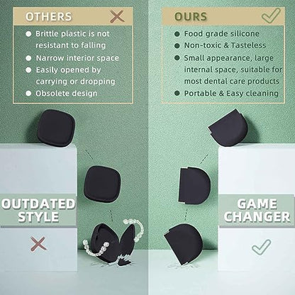 Silicone Retainer Case Soft Upgraded Cute Aligner Case Slim Partial Denture Case Container Holder Night Guard Braces Case with Lanyard for Girl Women Men Travel (Black) - color: Black