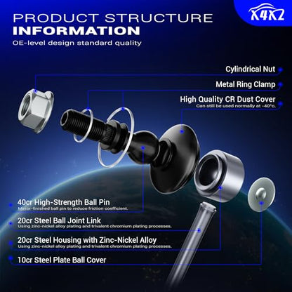K750630 Zinc-Nickel Alloy Front Stabilizer Sway Bar End Link for 2012-2020 Chevy Sonic Replaces# 42342547 537-110 MS508162