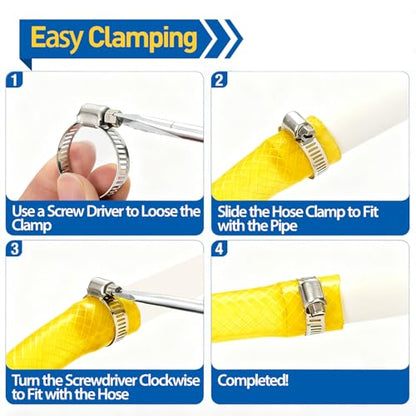 Hose Clamp Kit, 120 pcs Stainless Steel Hose Clamps Assortment Kit Adjustable 1/4'' -1-1/2'', Worm Gear Hose Clamps For Garden and Water Pipe, Automotive,Radiator Plumbing,Fuel Line