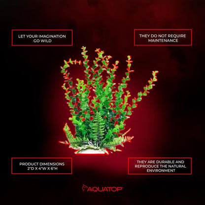 Aquatop 6" Artificial Bacopa Aquarium Plant with Weighted Base - Realistic Green Decoration for Freshwater & Saltwater Tanks, PD-BH31