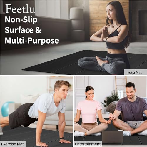 Extra Wide & Large Foldable Yoga Mat, 72" x 48", 6mm/8mm Thick - color: Black, size: 48" x 72" x 1/4"