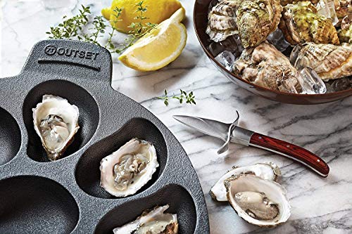Outset Cast Iron Oyster Grill Pan, 12 Cavities, Black Oyster BBQ and Serving Pan - color: Black, size: 12 Cavities