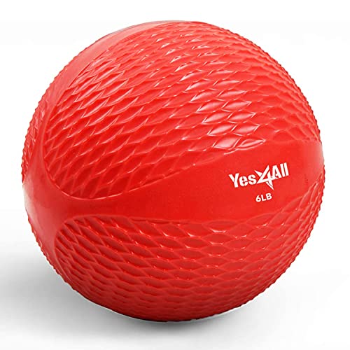 Yes4All Weighted Toning Balls for Exercise, Soft Medicine Balls for Exercise, Pilates, Yoga, Balance, Flexibility, 2-10lbs - color: J. 6lb - Red, style: B. Diamond Grip - Knurl