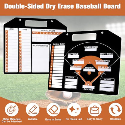 Magnetic Baseball Lineup Board, Anglecai Baseball Dry Erase Coaching Board - color: Black