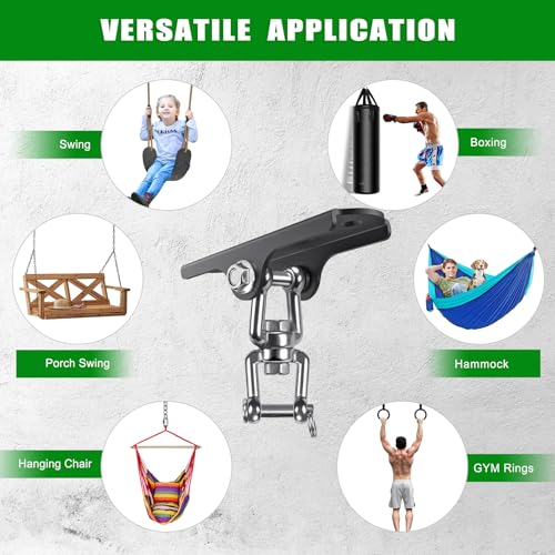 360° Swivel Swing Hanger Swing Ceiling Mount with Removable Hooks Hanging Chairs Hanger 1000 LBS Capacity Heavy Bag Hanger Swingset Hardware for Hammock Chair, Porch Swings, Aerial Silks, Tire Swing - color: 360° Swivel Hanger - Detachable Hooks ( 1 Pack