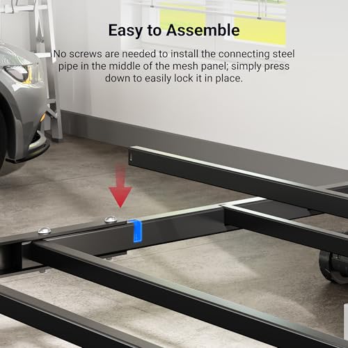 FLEXIMOUNTS 4x8 Overhead Garage Ceiling Storage Rack with 6 Hooks, Black | 750lbs Capacity, 22.6"–39.4" Adjustable Dropdown, Heavy-Duty Metal Ceiling Racks, Storage Organization System, Lite Series - color: Black