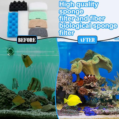 52 Pcs Replacement Filter Media Kit Compatible with Fluval 206/207 Aquarium Filters Include Biological Foams Ammonia Remover Phosphate Pads Nitrite Remover, Towel and Grease - style: 206/207