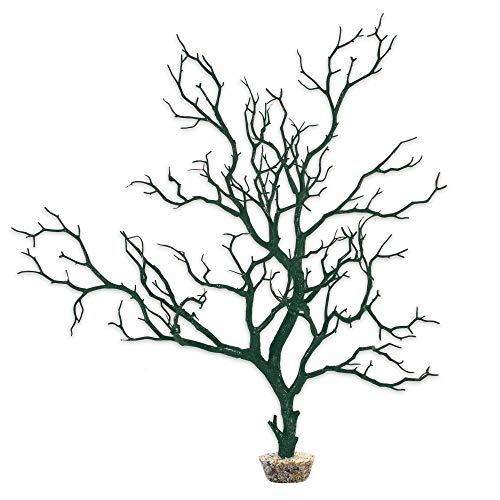 CURRENT USA Moss Green Manzanita Branch 22-inch Tall with Weighted Base | Tree Branches Molded Aquarium Decor Decoration Fake Artificial Fish Tank Ornament for Freshwater or Saltwater (7396) - color: Moss Green
