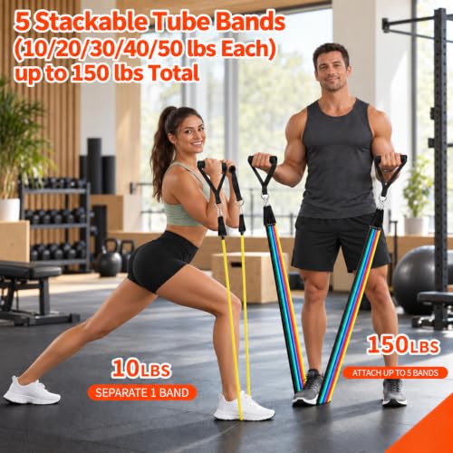 WIKDAY Resistance Bands with Handles for Exercise,beginners - color: 150LBS COLOR