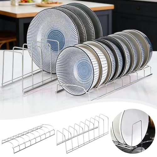 8-Tier Pot Lid Organizer for Cabinet, Stainless Steel Lid Rack Holder, Vertical Pot Lids Organizer for Bakeware Cutting Boards Pans Trays, Kitchen Pantry Cabinet Storage Rack (2PCS-Bowl Rack) - size: 2PCS-Bowl Rack