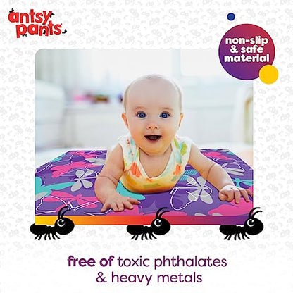 Antsy Pants Kids Yoga Mat - Non-Slip Exercise Mat, 60" x 24", 3mm - color: Purple Butterflies