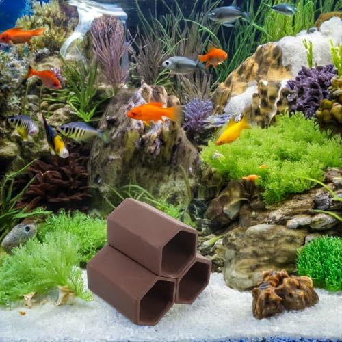 TOYANDONA Pottery Shrimp Hideout Cave Breeding Habitat Aquarium Fish Tank Accessory Spawning Tube Hiding Shelter for Freshwater Shrimp and Aquatic Pets