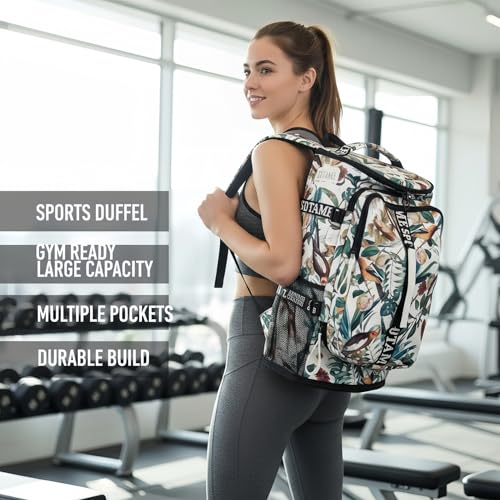 SDTAME Gym Duffel Backpack with Shoe Pocket & Laptop Sleeve - color: Yellow