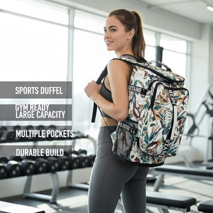 SDTAME Gym Duffel Backpack with Shoe Pocket & Laptop Sleeve - color: Yellow