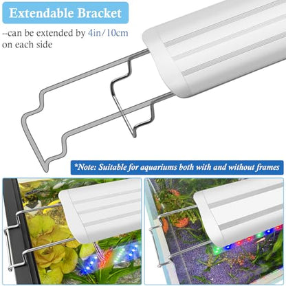 12-18in Plant Growth Aquarium LED Light with Timer, Full Spectrum Auto 24/7 Lighting Cycle& 10-Level Brightness Adjustment, Fish Tank Light with Extendable Brackets - style: 12-18in
