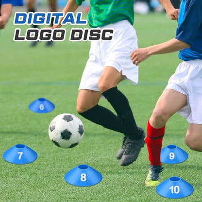 10 Pcs Numbered Sports Disc Cone with Mesh Carry Bag - color: Blue