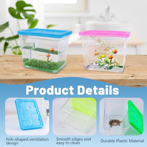 30 Pack Plastic Fish Bowl with Lids, 12 Oz Small Rectangle Gold Fish Tank, Fishbowl Candy Bowl, Tarantula Enclosure Snake Breeding Case, Mini Fish Box for Pets
