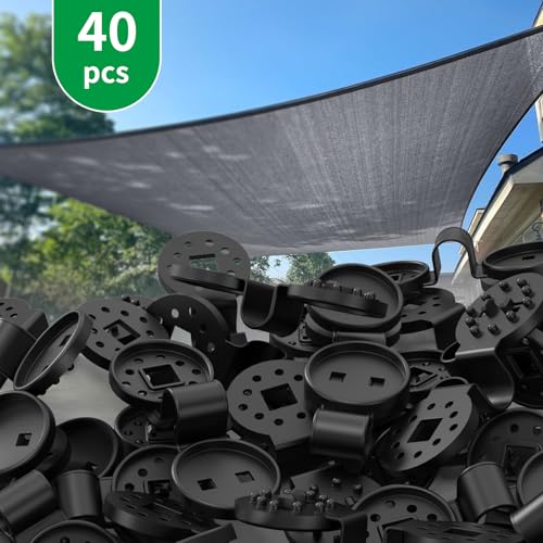 Shade Cloth Clips 40PCS, Heavy Duty Lock Grip Sun Shade Net Clamps, Durable Plastic Awning Clips for Outdoor Gardening Windproof Awning Clamp & Sun Shade Net - color: Black-40pcs
