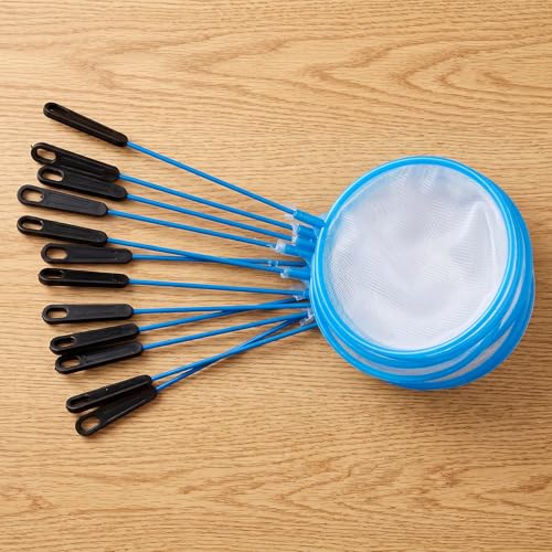 12 Pcs Aquarium Fish Net Cleaner Fish Tank Small Aquarium Nets Mini Cleaner Nets High Density Fishes Fine Tank Filter Net for All Fishes (Blue)