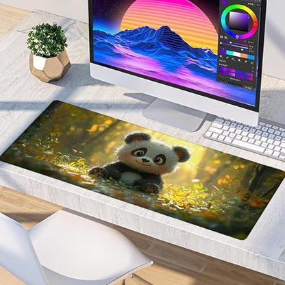 Panda Gaming Mouse Pad, Mouse Pad 24x12in, Large Desk Mat with Non-Slip Rubber Base, Office Desk Accessories, Large Extended Gaming Keyboard Mat, Big Mousepad for Computer Gamer Office, Yellow 8-2863 - size: 24 x 12 x 0.1