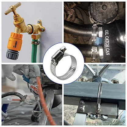 10 Pack Stainless Steel Hose Clamps, 1-1/2 inch to 2-1/2 inch Worm Gear Metal Hose Clamps for Pipe, Dryer Repair, Tubing and Fuel Line - size: 1-1/2" ~ 2-1/2"