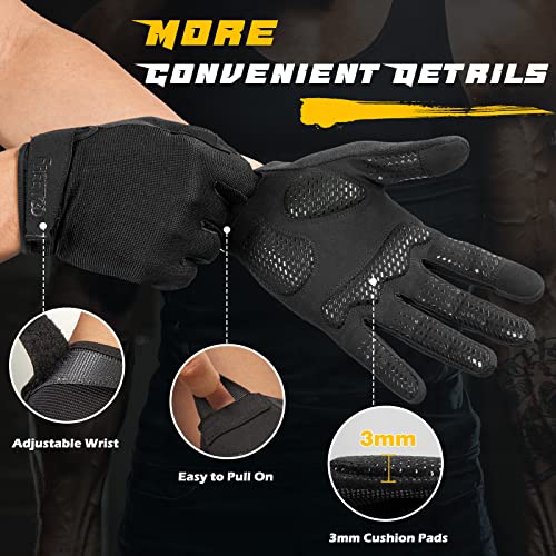 FREETOO Full-Finger Workout Gloves for Men, Padded Gym Gloves with Grip - size: X-Large