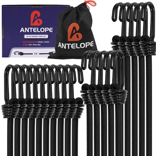 A ANTELOPE 20Pack 72" Outdoor Bungee Cord Heavy Duty with Double J Hooks - style: 72" x 20pcs