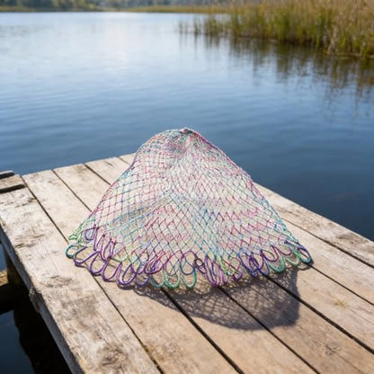 Fishing Landing Net Replacement Head, Lightweight Nylon Mesh Net with 2Cm Large Holes, High Strength 9-Wire Braid Up to 75Kg Load, Portable Carp Fishing Accessory for 40/50/60cm