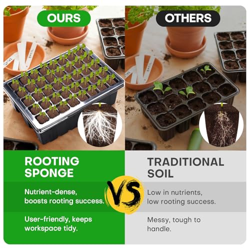 50 Pcs Grow Sponges,Replacement Plant Starter Plugs for Cuttings and Propagation,Great for Soil, Tray or Planting Pods, Promotes Herbs, Vegetables and Flowers Growth