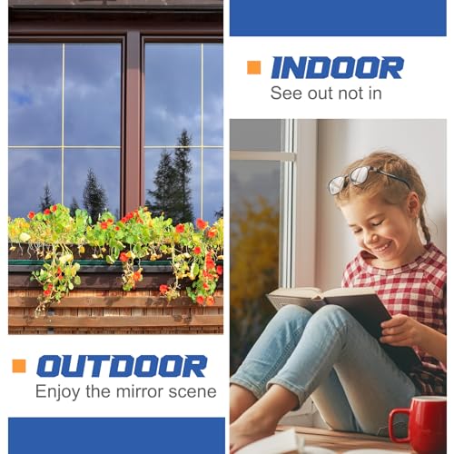 36 Inchx26 ft One Way Window Film Daytime Privacy Reflective Mirror Window Tint Sun Blocking Thermal Insulated Film Heat Control Static Cling Tint Anti UV Home Office (Black Silver) - color: Black Silver, size: 36 inch x 26 ft
