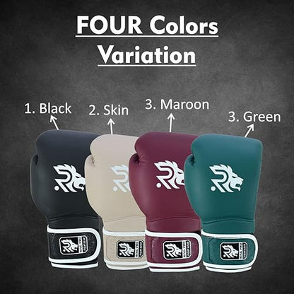 Ring Pro Leather Boxing Gloves with Strap – Premium for Training, Sparring, MMA, Kickboxing, Muay Thai (Unisex) - color: Skin, size: 12 oz