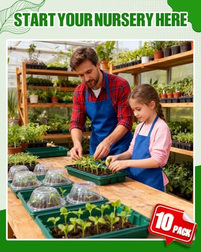 10 Packs Seed Starter Trays (No Drain Holes), 14.8"x9.6" Thicken Reusable Plant Grow Trays, Ideal for Seed Starting, Growing Microgreens, Indoor Gardening, 2.2" Deep