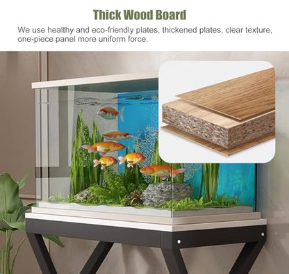 Black White Fish Tank Stand Holder 10 20 30 40 Gallon, Heavy Duty Modern Reptile Tank Rack Breeder Tank Stands Aquarium Stand（Black-60x50x70cm）
