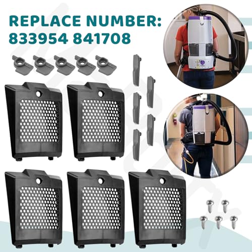 5 Pack 833954 841708 Vacuum Cleaner Hepa Filter Cover for Pro-Team Backpack 107303 107363 107310, for ProVac Super Coach Pro 6 & 10 Vacuum Cleaner