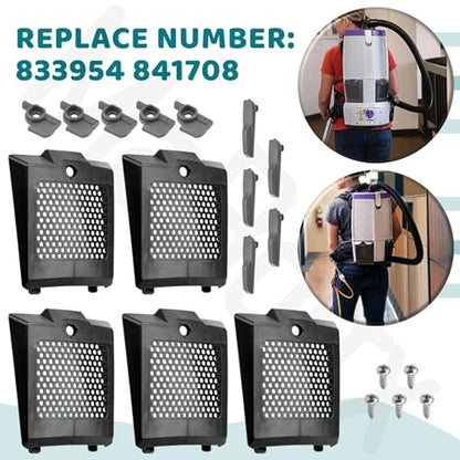 5 Pack 833954 841708 Vacuum Cleaner Hepa Filter Cover for Pro-Team Backpack 107303 107363 107310, for ProVac Super Coach Pro 6 & 10 Vacuum Cleaner
