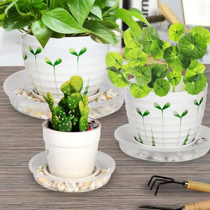 9 Pack Plant Saucers (6inch /8inch /10inch), Heavy Sturdy Plant Trays Pot Tray for Indoor Clear Plastic Flower Pot Saucers Thicker Plant Water Drip Trays for pots- Clear
