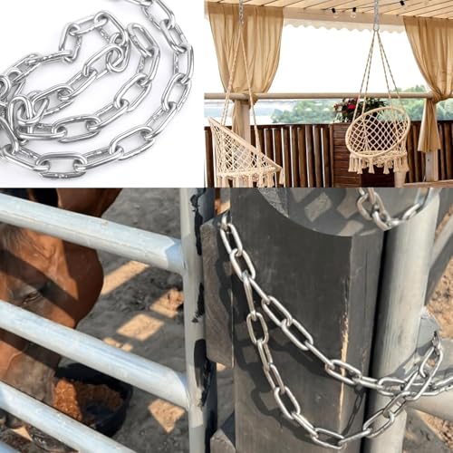 Heavy Duty Stainless Steel Chain, Hanging Safety Link Chain Fitness Chain Weight Lifting Chains with Carabiners for Home Gym Hammock Swing Hanging Chair Punching Bags - color: 2 Stainless Steel Chain + 4 Carabiners