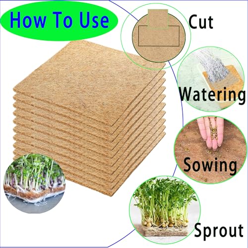 10 Pack Jute Grow Mat for Microgreens, 12" X 12" Hydroponic Grow Pads for Growing Tray Sprouting Trays Jute Fiber Seed Starter Planting for Wheatgrass Sprouts Starter Tray，Micro Greens & Wheatgrass - size: Medium