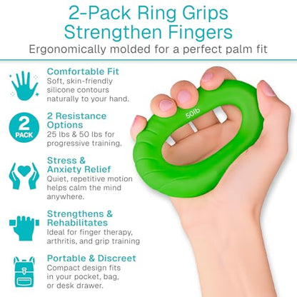 Vive Hand Strengthener Grip Ring - Forearm Ring Hand Exercisers - Silicone
