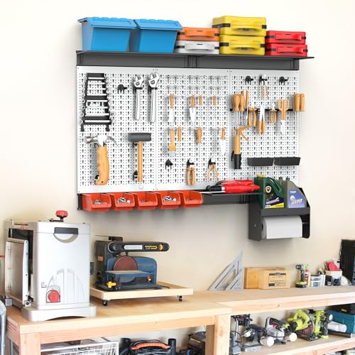 TORACK Pegboard Wall Organizer Kit 48x24 in, Garage Metal Tool Pegboard - color: Grey
