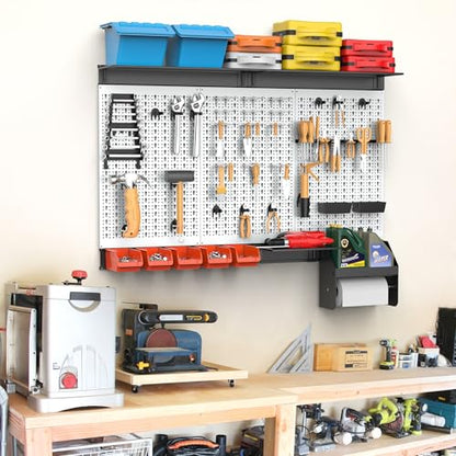 TORACK Pegboard Wall Organizer Kit 48x24 in, Garage Metal Tool Pegboard - color: Grey