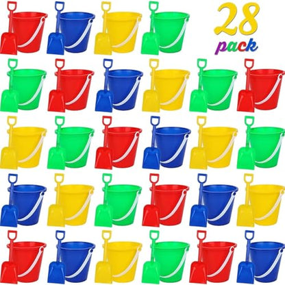 28Sets Sand Buckets and Shovels for Kids, Beach Buckets Travel Sand Toys, Beach Essentials, Fun Summer Activities