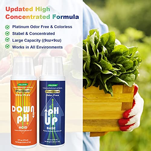 pH Up and Down Control Kit for Hydroponics, Soil Gardens & Aquariums - Concentrated Liquid pH Adjuster Set (9 oz + 9 oz) with pH Indicator - Balanced Nutrient Solution for Plants