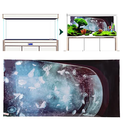 Aquarium Background PVC 3D Fish Tank Decoration, Self Adhesive Sticker with Realistic Pattern, Durable Non Background for Freshwater Saltwater Tanks (61 * 41CM) - size: 61*41CM