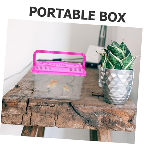 BESTonZON 4pcs Portable Mini Aquarium Carrier for Small Pets Handheld Fish Tank with Convenient Handle Plastic Design for Travel of Fish Turtles and Hamsters
