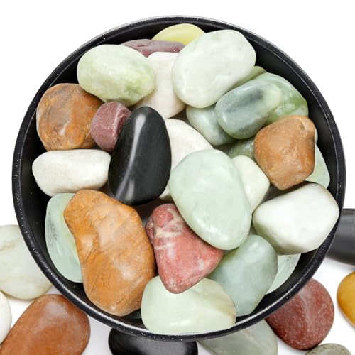 2.2 lb Pebbles for Indoor Plants, 1-2 Inch Decorative Rocks for Potted Plants, Natural Polished Pebbles for Vases, Succulent, Planters, Landscaping Drainage and Outdoor Gardening - color: Colorful, size: 1-2 Inch 2.2 Lb