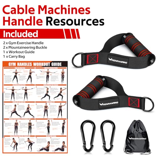 RENRANRING Gym Exercise Handles, Replacement Handle Attachments for Cable Machine Pulleys, Resistance Band and Strength Trainer, Pull Down Workout Accessories, Home Gym Add On Equipment - color: Black,Red