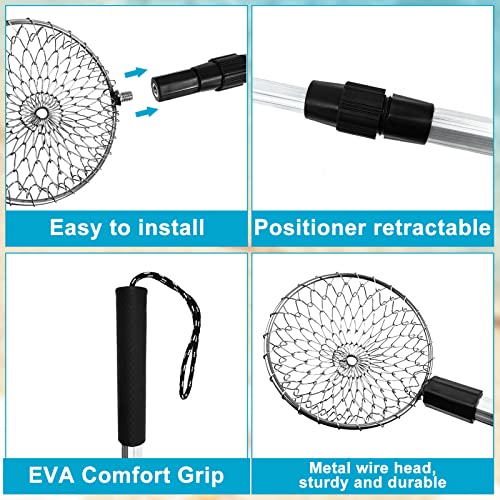 3 Pack Sand Sifter Tools - Beach Scoop for Beachcombing Shell & Rock，Shark Tooth Sifter Collect Seashell Hunting Rocks Sifting, 32.6” Long Adjustable Telescoping Shovel with 4.1” Sieve Basket