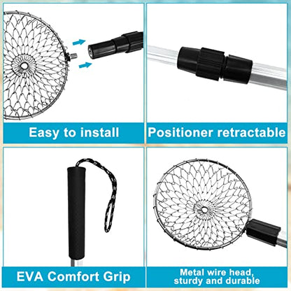 3 Pack Sand Sifter Tools - Beach Scoop for Beachcombing Shell & Rock，Shark Tooth Sifter Collect Seashell Hunting Rocks Sifting, 32.6” Long Adjustable Telescoping Shovel with 4.1” Sieve Basket